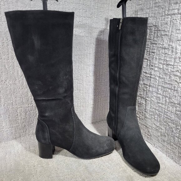 La Canadienne Jennifer Women's Size 8.5 WW US Black Suede Zipper Knee-High Boots - Picture 8 of 12